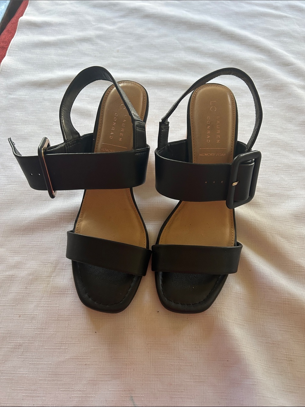Lauren Conrad Black Memory Foam Buckle Sandals